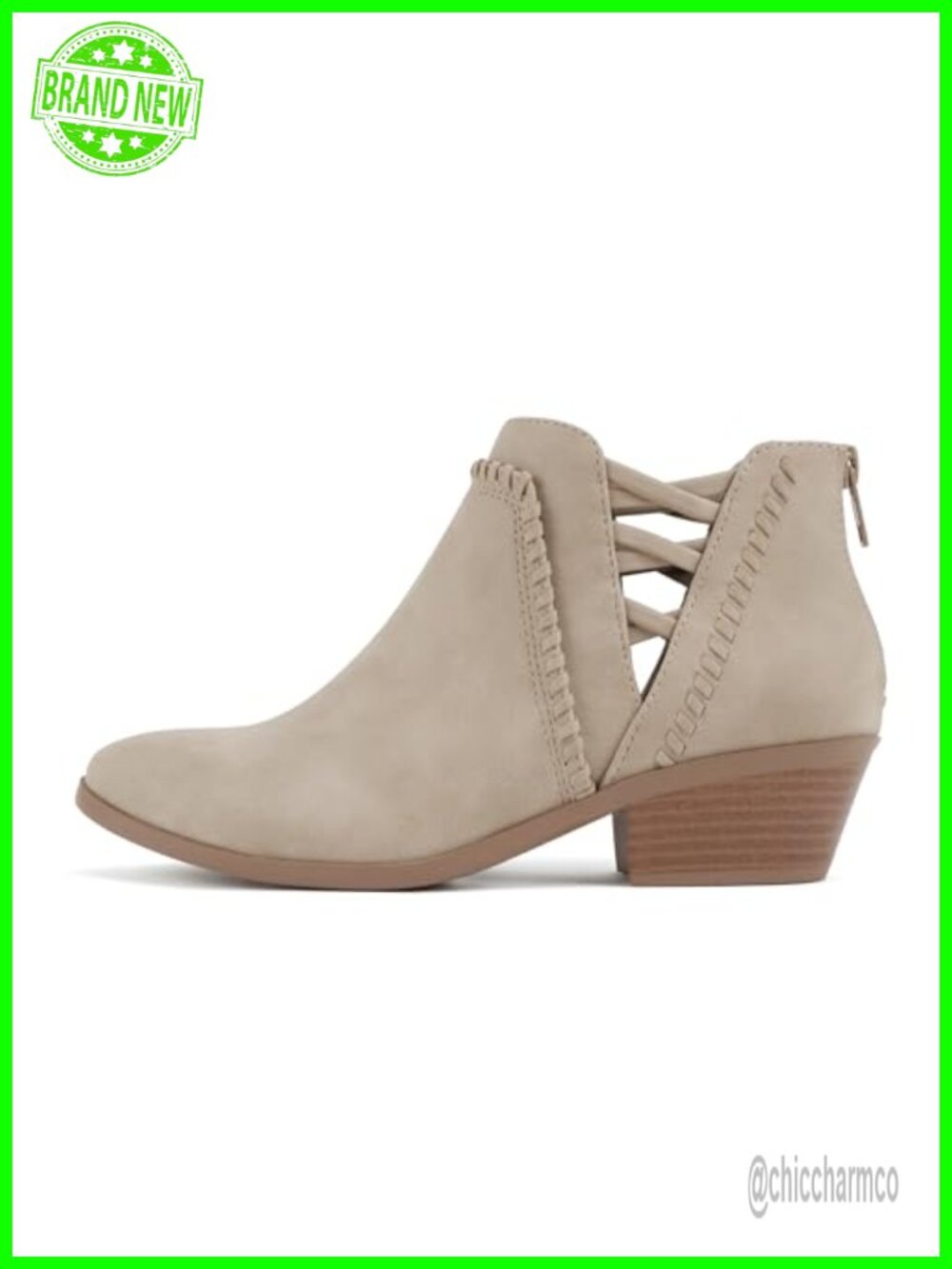 Sincere Wide Fit Low Ankle Heel Bootie with Elastic Cross Straps